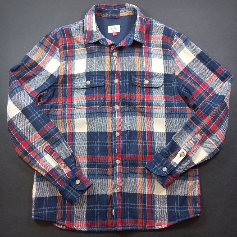 Marine Layer Signature Lined Camping Shirt Mens M/L Marge Flannel Huckberry EUC